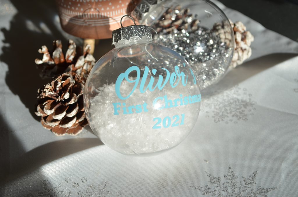 Personalised Baby's First Christmas Bauble With a Choice of Fillings
